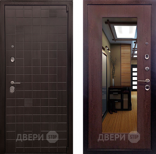 Входная металлическая Дверь Ратибор Силуэт зеркало 3К Венге капучино в Раменском