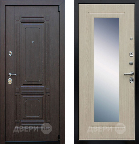 Входная металлическая Дверь АСД Викинг с зеркалом Белёный  дуб в Раменском