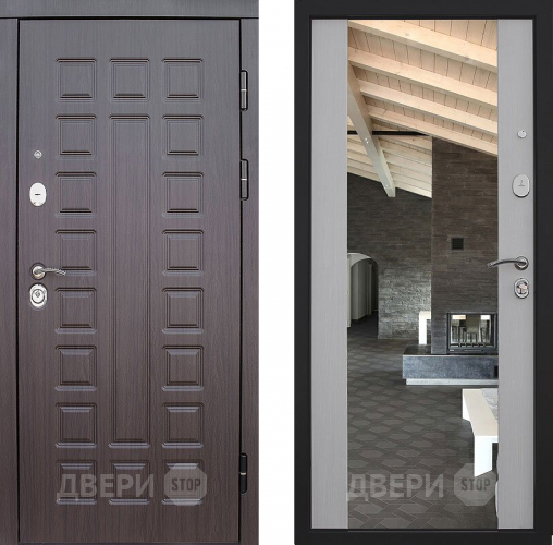 Входная металлическая Дверь S01 2К Зеркало Лиственница белая в Раменском