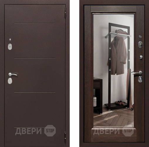 Дверь Престиж 100 с зеркалом Медь/Венге в Раменском