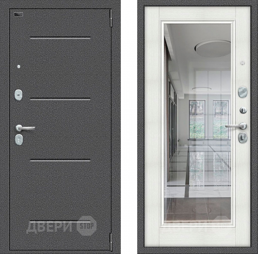 Входная металлическая Дверь Bravo Porta S-2 104/П61 с зеркалом Бьянко в Раменском
