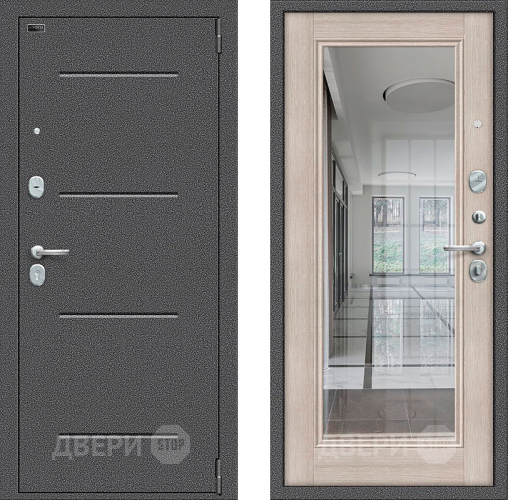 Входная металлическая Дверь Bravo Porta S-2 104/П61 с зеркалом Капучино в Раменском