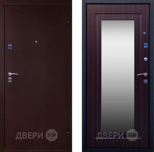 Входная металлическая Дверь СТОП Медь ЗЕРКАЛО Венге в Раменском