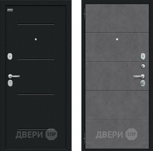 Дверь внутреннего открывания Bravo Граффити-1 Инсайд Букле черное/Slate Art в Раменском