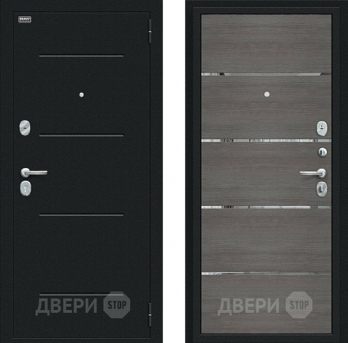Входная металлическая Дверь Bravo Лайн Букле черное/Grey Veralinga в Раменском