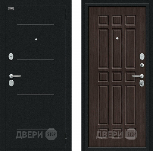Входная металлическая Дверь Bravo Мило Букле черное/Wenge Veralinga в Раменском