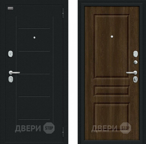 Входная металлическая Дверь Bravo Пик Букле черное/Dark Barnwood в Раменском