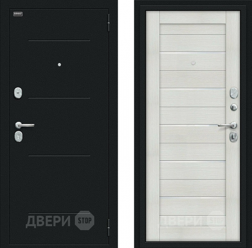 Входная металлическая Дверь Bravo Техно Kale Букле черное/Bianco Veralinga в Раменском