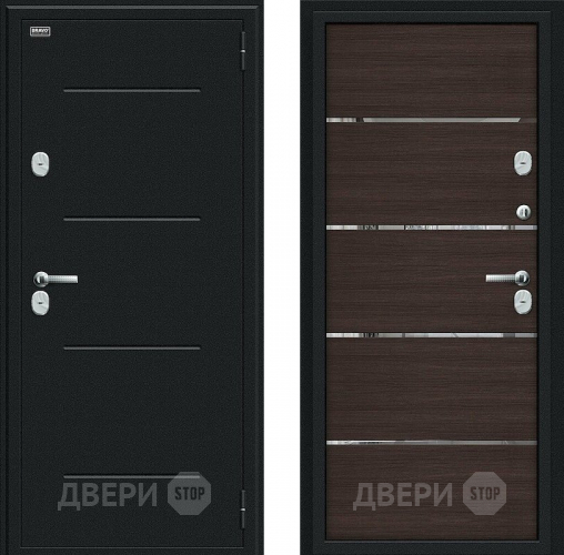 Дверь Bravo Thermo Лайн Букле черное/Wenge Veralinga в Раменском