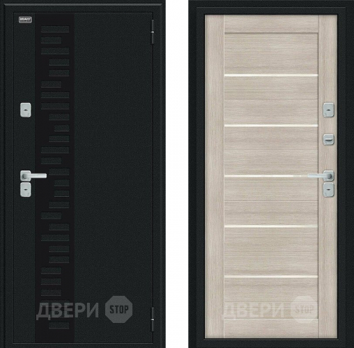 Дверь Bravo Thermo Техно Декор Букле черное/Cappuccino Veralinga в Раменском
