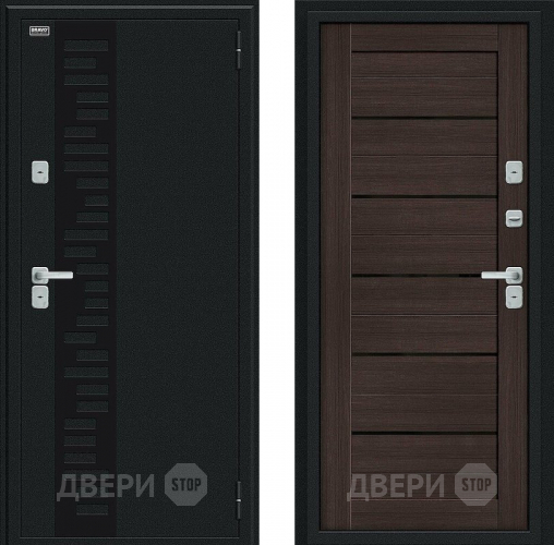 Дверь Bravo Thermo Техно Декор Букле черное/Wenge Veralinga в Раменском