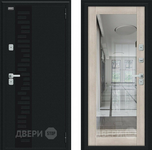 Дверь Bravo Thermo Флэш Декор Букле черное/Cappuccino Veralinga в Раменском