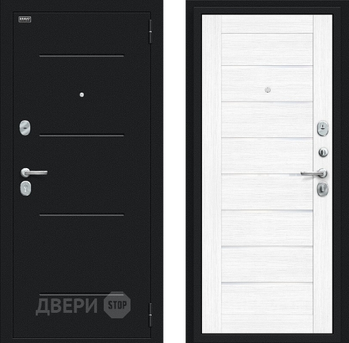 Входная металлическая Дверь Bravo Техно Букле черное/Snow Melinga в Раменском