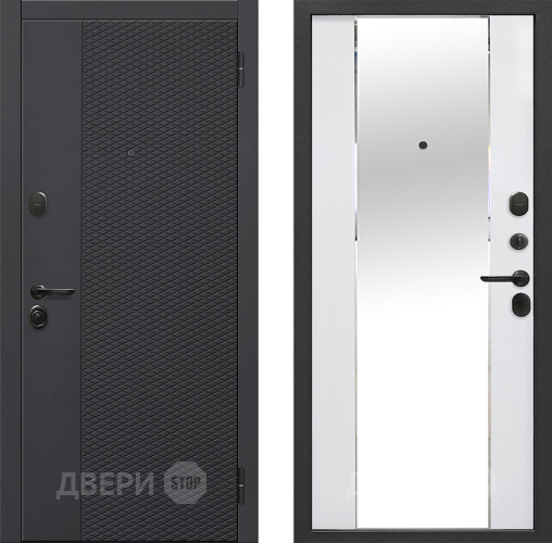 Входная металлическая Дверь Флорида Зеркало Фацет Эммалит Белый в Раменском