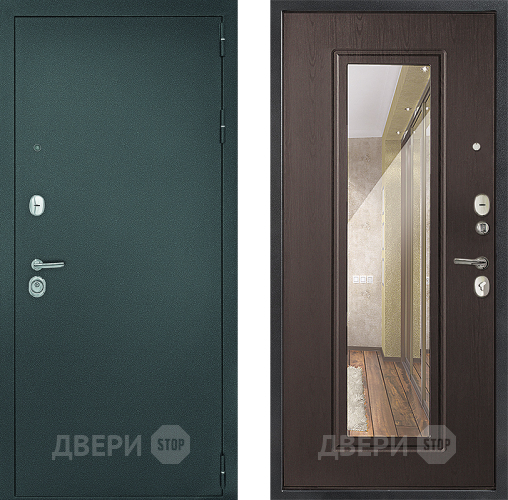 Входная металлическая Дверь Дверной Континент Рубикон Серебро Зеркало Венге в Раменском