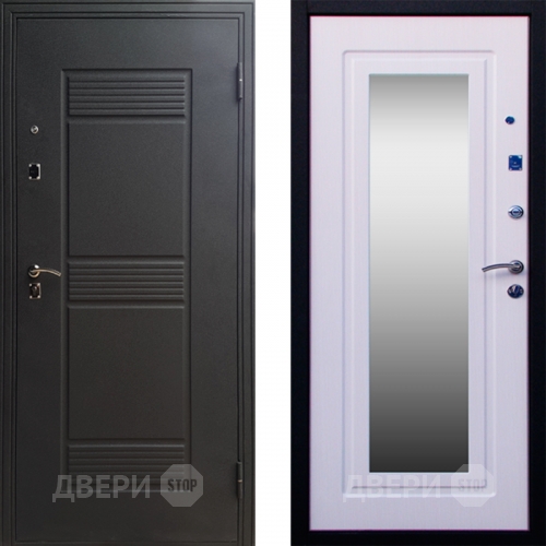 Входная металлическая Дверь СТОП ЗЕРКАЛО Ясень Белый в Раменском