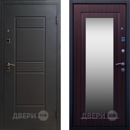 Входная металлическая Дверь СТОП ЗЕРКАЛО Венге в Раменском