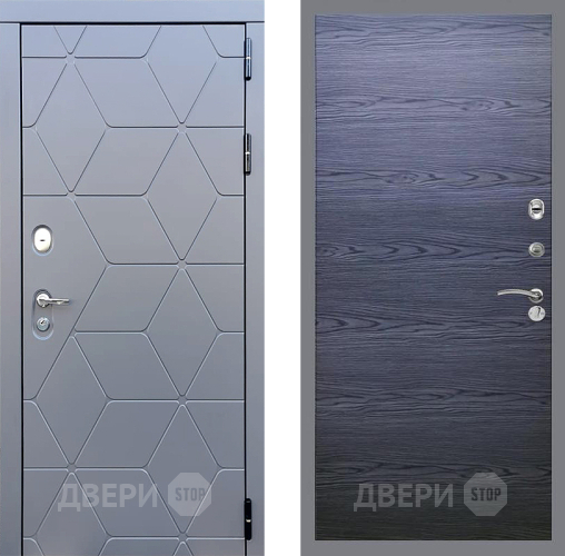 Входная металлическая Дверь Стоп КОСМО Гладкая Дуб тангенальный черный в Раменском