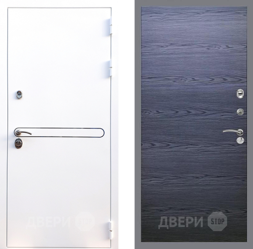 Входная металлическая Дверь Стоп Лайн Вайт Гладкая Дуб тангенальный черный в Раменском