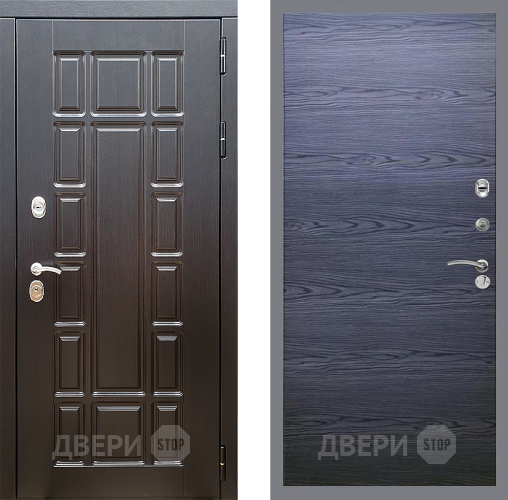 Входная металлическая Дверь Стоп НЬЮ ЙОРК Гладкая Дуб тангенальный черный в Раменском