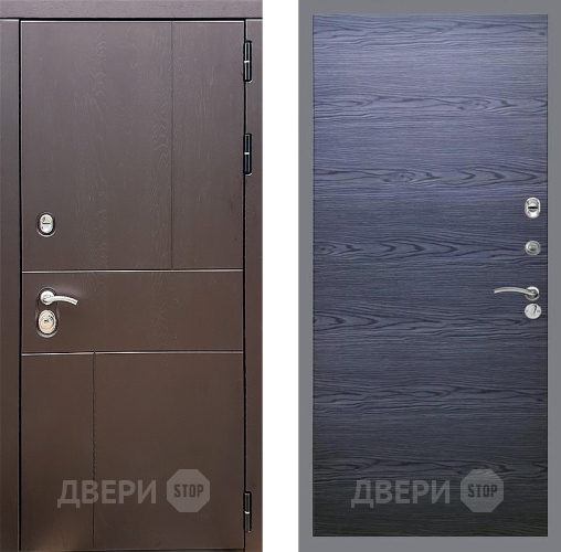 Входная металлическая Дверь Стоп УРБАН Гладкая Дуб тангенальный черный в Раменском