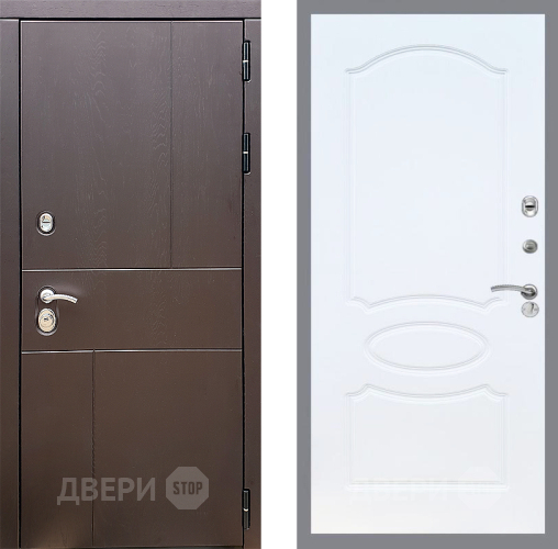 Входная металлическая Дверь Стоп УРБАН ФЛ-128 Белый ясень в Раменском