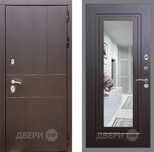 Входная металлическая Дверь Стоп УРБАН Зеркало ФЛ-120 Венге в Раменском