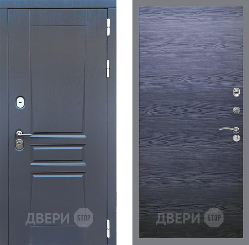 Входная металлическая Дверь Стоп ПЛАТИНУМ Гладкая Дуб тангенальный черный в Раменском