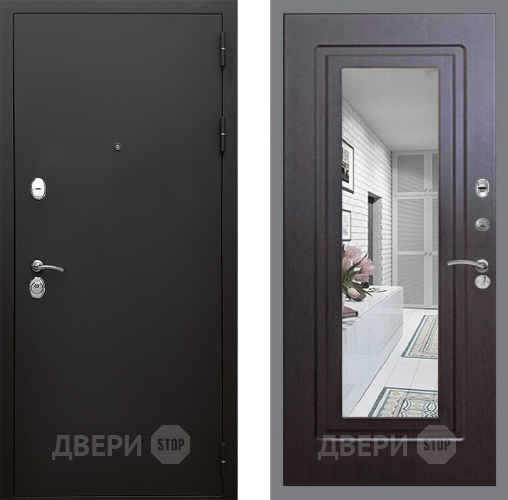 Входная металлическая Дверь Стоп КЛАССИК Шагрень Зеркало ФЛ-120 Венге в Раменском