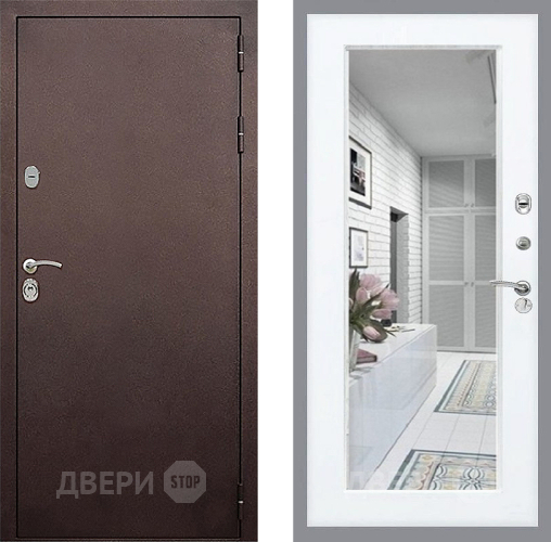 Входная металлическая Дверь Стоп КЛАССИК Медь Зеркало Силк Сноу в Раменском