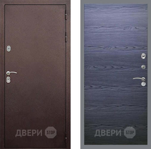 Входная металлическая Дверь Стоп КЛАССИК Медь Гладкая Дуб тангенальный черный в Раменском