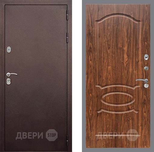 Входная металлическая Дверь Стоп КЛАССИК Медь ФЛ-128 орех тисненый в Раменском