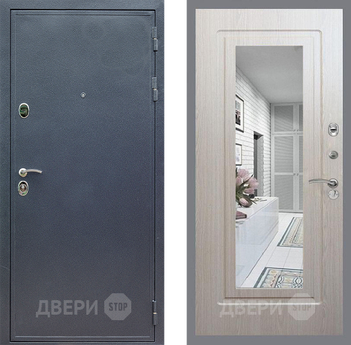 Входная металлическая Дверь Стоп СИЛЬВЕР Зеркало ФЛ-120 Беленый дуб в Раменском