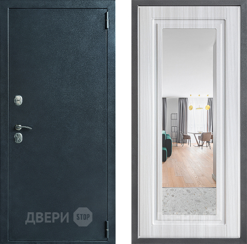 Входная металлическая Дверь Дверной континент ДК-70 Дизайн ФЛЗ Зеркало Сандал белый в Раменском