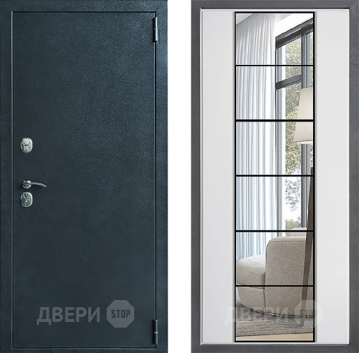 Входная металлическая Дверь Дверной континент ДК-70 Дизайн ФЛЗ-2 Зеркало Белый софт в Раменском