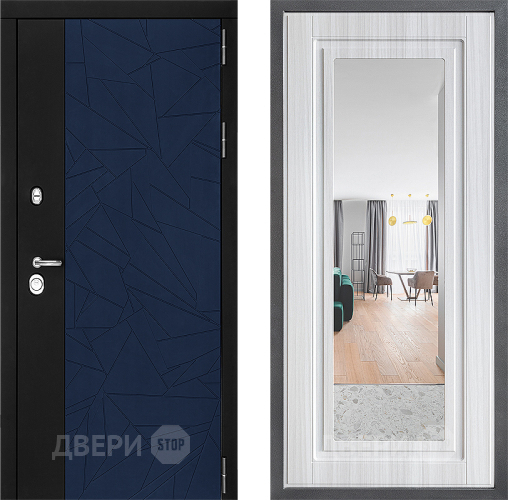 Входная металлическая Дверь Дверной континент ДК-9 ФЛЗ Зеркало Сандал белый в Раменском