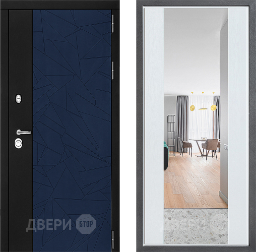 Входная металлическая Дверь Дверной континент ДК-9 ФЛЗ-1 Зеркало Белое дерево в Раменском