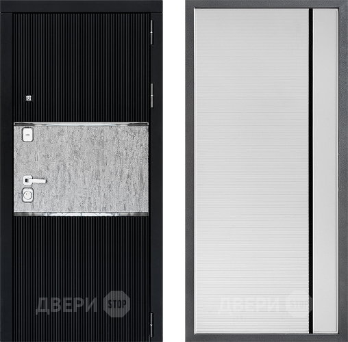 Входная металлическая Дверь Дверной континент ДК-13 ФЛ-757 Черное Стекло Софт милк в Раменском
