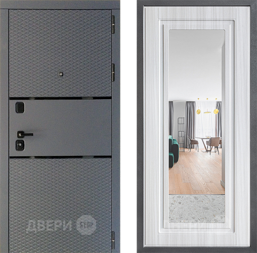 Входная металлическая Дверь Дверной континент Диамант Дизайн ФЛЗ Зеркало Сандал белый в Раменском