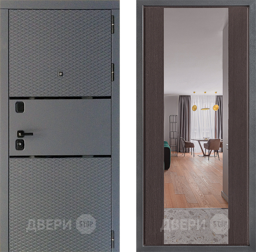 Входная металлическая Дверь Дверной континент Диамант Дизайн ФЛЗ-1 Зеркало Венге в Раменском