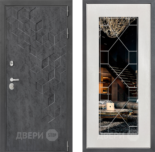Дверь Дверной континент ДК-3/713 ФЛ-Тиффани Зеркало Белое дерево в Раменском