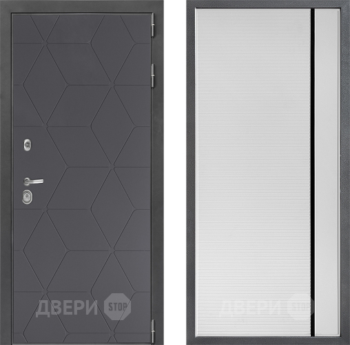 Входная металлическая Дверь Дверной континент ДК-3/744 ФЛ-757 Черное Стекло Софт милк в Раменском