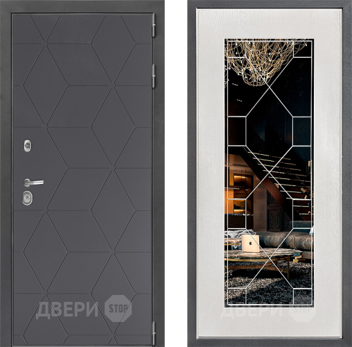 Дверь Дверной континент ДК-3/744 ФЛ-Тиффани Зеркало Белое дерево в Раменском