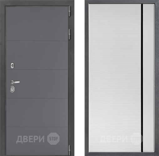 Входная металлическая Дверь Дверной континент ДК-3/649 ФЛ-757 Черное Стекло Софт милк в Раменском