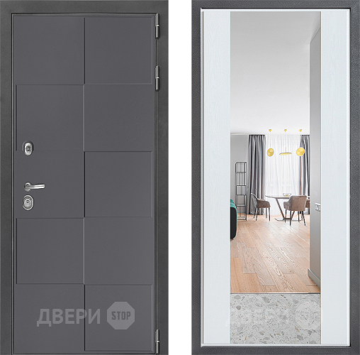 Дверь Дверной континент ДК-3/606 ФЛЗ-1 Зеркало Белое дерево в Раменском