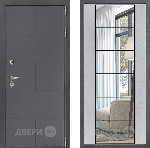 Дверь Дверной континент ДК-3/606 ФЛЗ-2 Зеркало Бетон светлый в Раменском