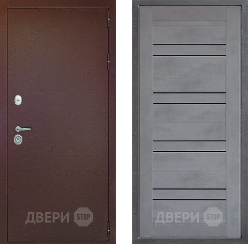 Входная металлическая Дверь Дверной континент Рубикон Медь Дизайн ФЛ-49 Бетон серый в Раменском