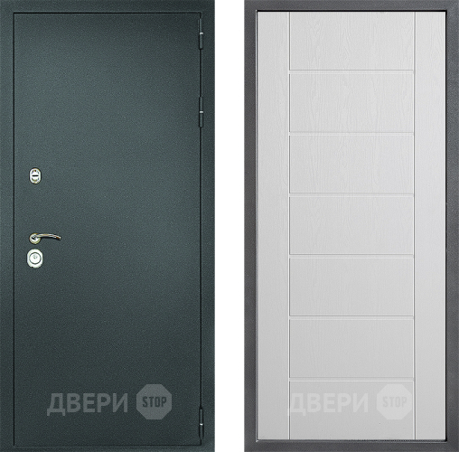 Дверь Дверной континент Рубикон Серебро Дизайн ФЛ-Лайн Белое дерево в Раменском