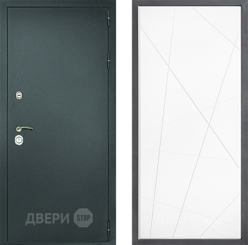 Входная металлическая Дверь Дверной континент Рубикон Серебро Дизайн ФЛ-655 Белый софт в Раменском