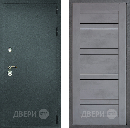 Входная металлическая Дверь Дверной континент Рубикон Серебро Дизайн ФЛ-49 Бетон серый в Раменском